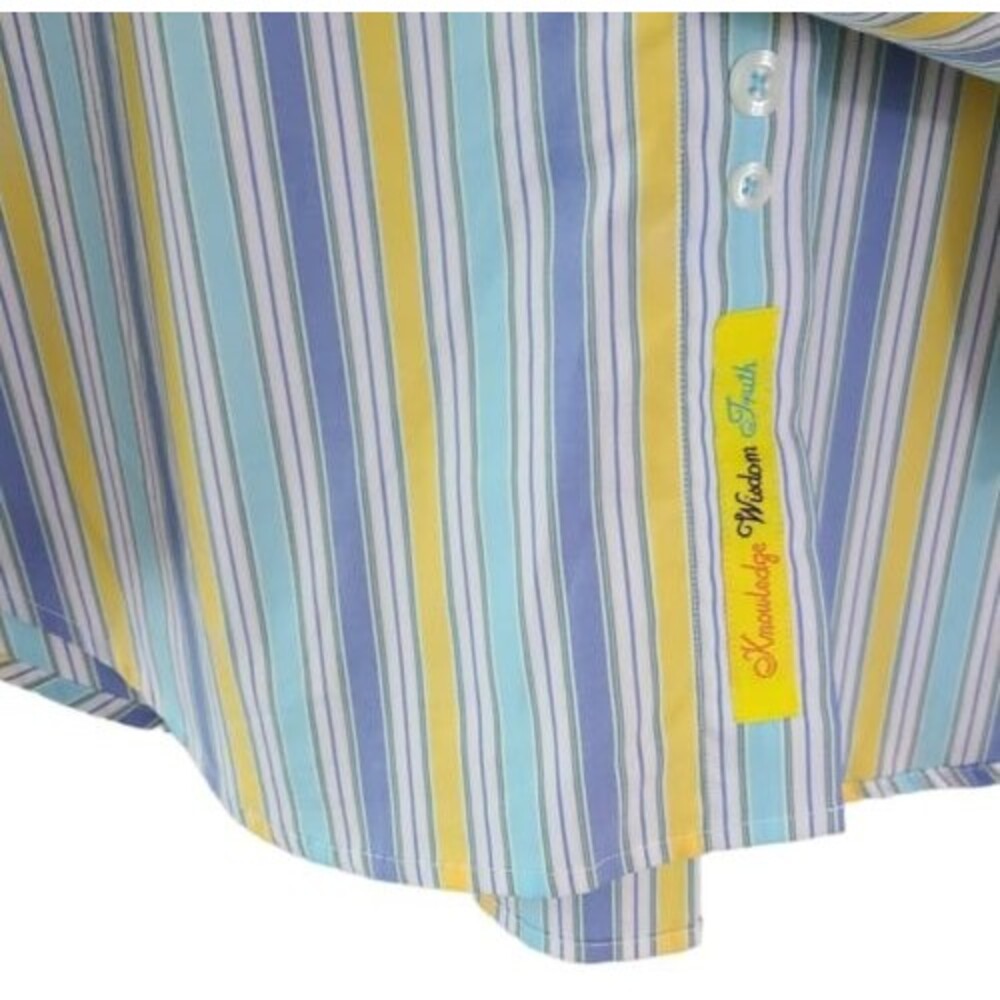 Robert Graham Yellow And Blue Striped Button Down Shirt Mens Size Large - Picture 3 of 6